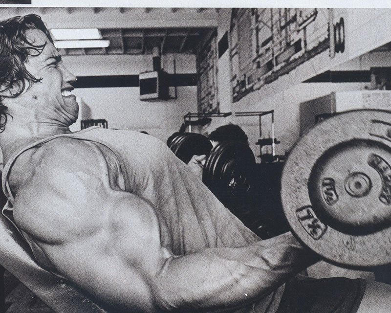 Arnold Schwarzenegger curl su inclinata