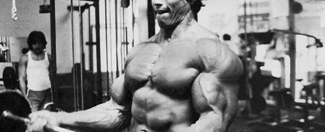 Arnold Schwarzenegger : curl con bilanciere