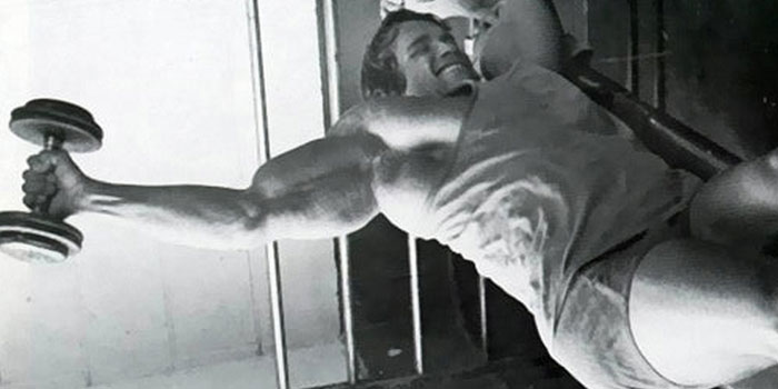 Arnold Schwarzenegger  alzate laterali sdraiato